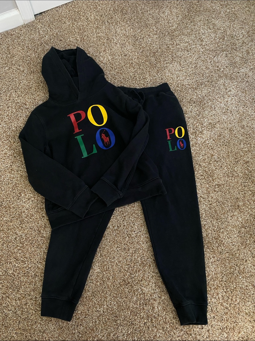 Polo by Ralph Lauren Kids Black Hoodie & Joggers with Multicolor Logo